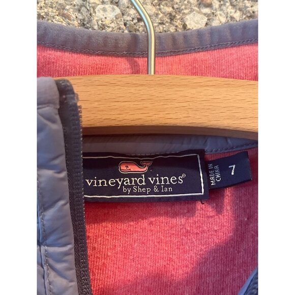Vineyard Vines Kids Quilted 1/4-Zip Pullover Sweatshirt Size 7 Heathered Pink & - Picture 5 of 7